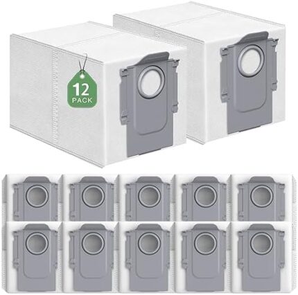 12 Pack Dust Bags Compatible with Roborock Q Revo Robot Vacuum, 2.7L Large Capacity Vacuum Cleaner Disposable Dust Bags Replacement for Roborock Q Revo Vacuum Cleaner