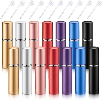 14 Pieces Travel Perfume Mini Refillable Spray Perfume Bottle Portable Perfume Bottle with 10 Pieces Perfume Refill Pump Perfume Dispenser Pump Transfer Tool for Outgoing (10ml)