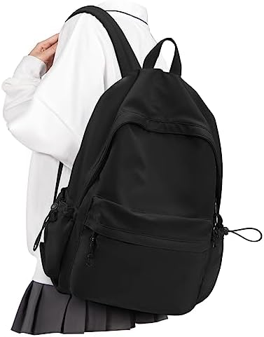 VECAVE School Backpack Black Waterproof Bookbag Casual Lightweight Travel Rucksack Daypack Backpacks for Men Women College High School Bags backpack for Boys Girls Teens