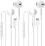 2 Pack-Apple Earbuds/iPhone Headphones/Lightning Wired Earphones [Apple MFi Certified] Built-in Microphone & Volume Control Compatible with iPhone 14/13/12/11/8/Pro Max/X/7, Support All iOS System