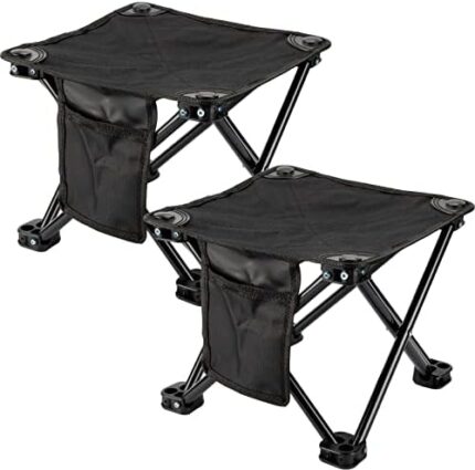 2 Pcs Camping Stool Small Lightweight Sturdy Portable Stool with Side Pocket Comfortable Foldable Chair for Camping Fishing Hiking Gardening Walking Picnic Travel BBQ Backpacking Walking (Gray)