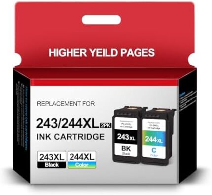 243XL and 244XL Combo Pack Ink Cartridge for Canon Printer Ink PG-243 CL-244 for Canon PG243 CL244 XL Compatible for TS3122 MX492 MG2522 MG2922 MG2420 TR4520 Printer (1 Black 1 Color)
