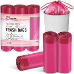 2.6 Gallon Small Trash Bags Bathroom, Thickened Drawstring Mini Garbage Bags for Home, Office, Kitchen, Cherry Blossom Scent, 60 Count