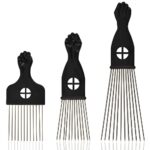 3-Piece Metal Afro Hair Pick Set, Fist Design Wide-Tooth Combs for Men & Women, Perfect for Natural Curly Afro Hair, Essential Hairdressing Styling Tool for Hair Care and Styling.
