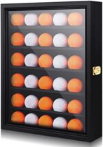 30 Golf Ball Display Case 14" x 10.6" x 3" Golf Ball Holder Lockable Wall Mount Golf Ball Case Solid Golf Ball Display Rack Cabinet with Acrylic Door for Counter Golfer Gift Golf Enthusiasts, Black