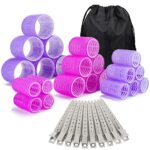 33 Pcs Hair Rollers set, Self Grip Hair Rollers for Long Medium Short Hair, Jumbo Large medium Hair Curlers （22 Velcro Rollers + 10 Stainless steel Clip +1 Storage Bag）