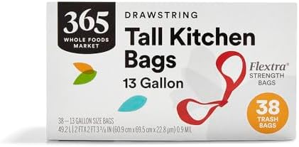 365 by Whole Foods Market, Bag Kitchen Tall Drawstring Flextra 13Gl 38Count, 38 Count