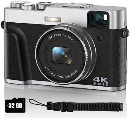 4K Digital Camera for Photography, Autofocus 4K Camera with Viewfinder 16X Anti-Shake Video Camera Vlogging Camera for YouTube Compact Point and Shoot Digital Cameras with 32GB SD Card