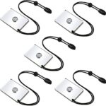 5 Pieces Signal Mirror Survival Reflective Mirror with Lanyard Compass Whistle Outdoor Emergency Rescue Reflective Signal Star Flash Mirror Tool for Hiking Camping Backpacking Emergency Situations