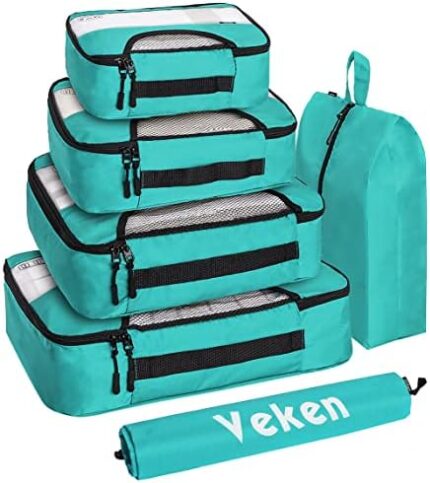6 Set Packing Cubes for Suitcases, Travel Organizer Bags for Carry on Luggage, Veken Suitcase Organizer Bags Set for Travel Essentials Travel Accessories in 4 Sizes(Extra Large, Large, Medium, Small)