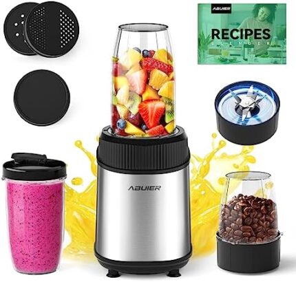 900W Blender for Shakes and Smoothies Personal Smoothie Blender, BPA Free Stainless steel12 Pieces with 18 oz *2 To-Go Cups, Smoothie Maker Blender for Protein Drinks, Spices, ABULER Brand