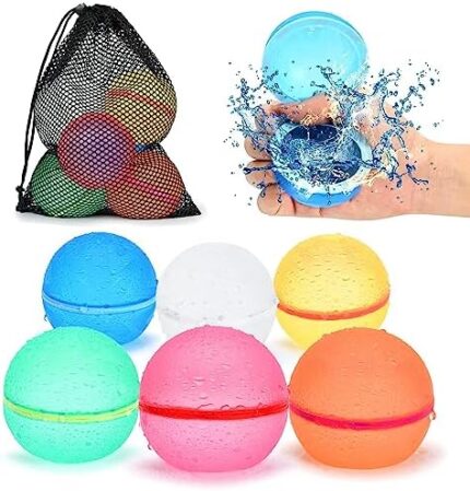 98K Reusable Water Balloons Self Sealing Easy Quick Fill, Silicone Water Balls Summer Fun Outdoor Water Toys Games for Kids Adults Outside Play, Bath Backyard Swimming Pool Party Supplies (6 PCS)