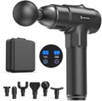 AERLANG Deep Tissue Massager, Portable Massage Gun for Back Neck Muscle Relieve, Quiet Brushless Motor 20 Variable Speeds Digital Display 6 Massage Heads and Carrying Case