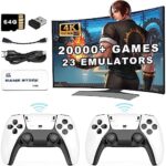 AFU Wireless Retro Game Console, Plug and Play Video Game Stick with 20000+ Games, 10 Classic Emulators, Dual 2.4G Wireless Video Game Consoles 4K HDMI Output Support up to 128GB