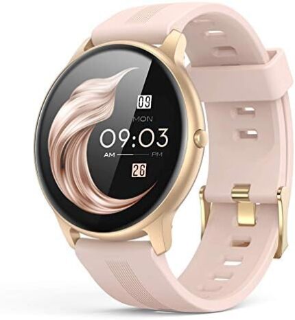 AGPTEK Smart Watch for Women, Smartwatch for Android and iOS Phones IP68 Waterproof Activity Tracker with Full Touch Color Screen Heart Rate Monitor Pedometer Sleep Monitor, Pink
