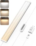 ASOKO Under Desk Light, 3 Temps Led Under Cabinet Lighting, 16Inch Dimmable Light Bar with Memory Function, USB Plug in Cabinet Light for Kitchen/Shelf/Workbench/Cupboard (3000K/4000K/6000K)