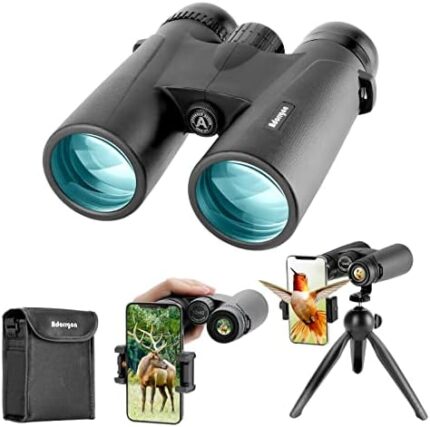 Adorrgon 12x42 HD Binoculars for Adults High Powered with Phone Adapter, Tripod and Tripod Adapter - Large View Binoculars with Clear Low Light Vision - Binoculars for Bird Watching Cruise Ship Travel