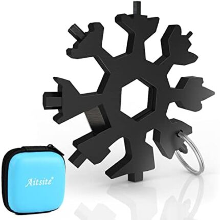 Aitsite 18-in-1 Snowflake Multi Tool Stainless Portable Steel Multi-Tool for Outdoor Travel Camping Adventure Daily Tool (Black)
