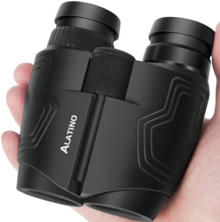 Alatino 12x25 Compact Binoculars for Adults Kids, Small Binoculars for Cruise, Bird Watching, Travel, Theatre and Concerts (Dark Black)