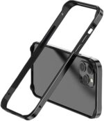 Aluminum Frame Metal Bumper Frame Slim Hard Case Cover for iPhone15/MAX, Metal Frame Armor with Soft Inner Bumper, Raised Edge Protection Black