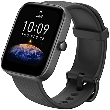 Amazfit Bip 3 Smart Watch for Android iPhone, Health Fitness Tracker with 1.69" Large Display,14-Day Battery Life, 60+ Sports Modes, Blood Oxygen Heart Rate Monitor, 5 ATM Water-resistant (Black)
