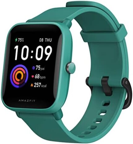 Amazfit Bip U Smart Watch Fitness Tracker for Men, 60+ Sports Modes, 9-Day Battery Life, Blood Oxygen Breathing Heart Rate Sleep Monitor, 5 ATM Water Resistant, for iPhone Android Phone (Green)