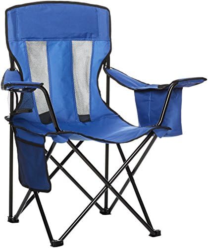 Amazon Basics Portable Folding Camping Chair with 4-Can Cooler, Side Pocket and Cup Holder with Carrying Bag
