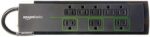 Amazon Basics Rectangular 8-Outlet Power Strip Surge Protector, 4,500 Joule - 12-Foot Cord, Black/Green