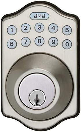 Amazon Basics Traditional Electronic Keypad Deadbolt Door Lock with Touch-Control Keyless Entry, Keyed Entry Option, Satin Nickel