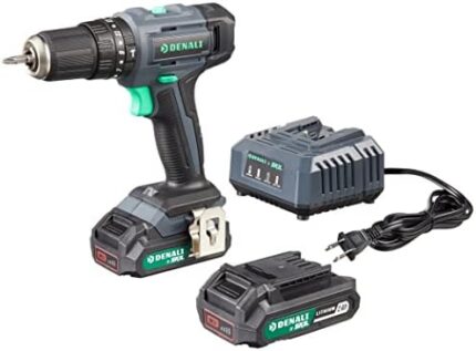 Amazon Brand - Denali by SKIL 20V Cordless Hammer Drill Kit with 2 x 2.0Ah Lithium Batteries and Charger, Blue