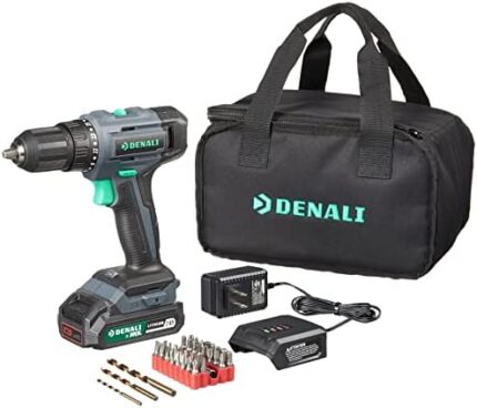 Amazon Brand - Denali by SKIL 20V Drill Driver Kit with 36 Piece Bit Set, Includes 2.0Ah Lithium Battery, 1A Compact Charger and Carry Bag, Blue