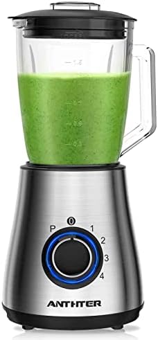 Anthter Professional Blenders For Kitchen, 950W High Power Blenders with Stainless Countertop, 50 Oz Glass Jar & 24-Ounce Smoothie Cup, Ideal for Puree, Ice Crush and Smoothies