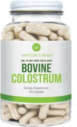 Antler Farms 100% Pure New Zealand Bovine Colostrum, 220 Capsules, 500mg - Grass Fed, Pasture Raised, Clean Sourced, Cold Processed, Undiluted, High IgG Content