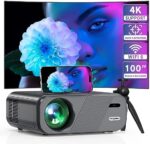 [Auto Correction] Projector with WiFi 6 and Bluetooth 5.1, 600 ANSI 18000L 1080P, 4K Portable Projector, Auto 6D Keystone 50% Zoom, 450 '' Home Outdoor Movie Projector for PC TV Stick, iOS, Android