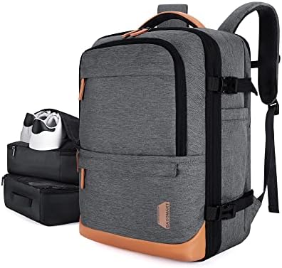 BAGSMART Travel Laptop Backpack, 40L Expandable Airline Approved Carry On Weekender Backpack with Packing Cubes, Water Resistant, Fits 17 Inch laptop, Luggage Daypack with Shoe Bag,Grey