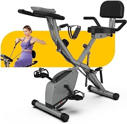 BARWING Stationary Exercise Bike for Home Workout | 4 IN 1 Foldable Indoor Cycling Spin Bike for Seniors | 330LB Capacity, 16-Level Magnetic Resistance, Seat Backrest Adjustments