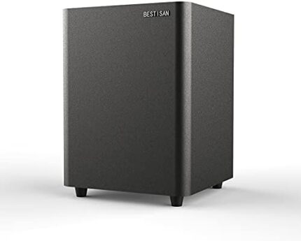 BESTISAN Powered Subwoofer, Deep Bass Subwoofer, Down Firing Sub in Compact Size, Easy Setup with Home Theater System, TV, Receiver, Speakers (RCA Cable Included, Black),SW65C