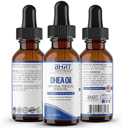 BHRT Naturals DHEA Supplement Natural Topical Oil - High Concentration DHEA for Women and Men - Premium Formula Hormone Balance for Women - Supports Hormonal Balance, 1 Fl Oz (Pack of 1)