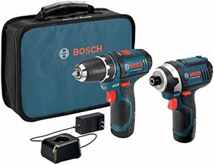 BOSCH CLPK22-120 12V Max Cordless 2-Tool 3/8 in. Drill/Driver and 1/4 in. Impact Driver Combo Kit with 2 Batteries, Charger and Case,Blue