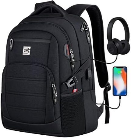 Bagsure Travel Laptop Backpack, Business Water Resistant Laptop Backpack with USB Charging Port, College Bag for Men & Women