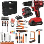 Behappy 43 Piece Power Tool Set Combo Kit with 21V Cordless Power Drill Driver, Home Tool Kit Set with DIY Hand Accessories Tool Kits in Storage Case