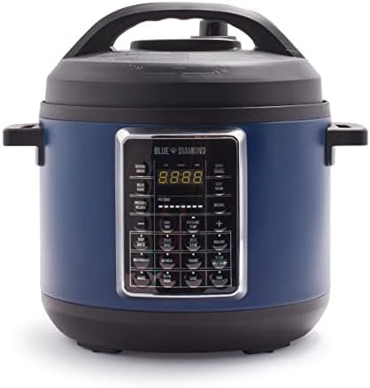 Blue Diamond Ceramic Nonstick, 16-in-1 6QT Electric Pressure Cooker, Slow Cooker, Rice Cooker, Yogurt Maker, Saute, Steamer and More, Programable, Dishwasher Safe Pot, PFAS-Free, Blue