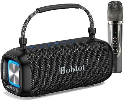 Bluetooth Speaker Portable Waterproof Speakers, Wireless Microphone IPX7 60W RGB Light Bass Stereo Sound for Outdoor, Small & Big Home Party Speaker