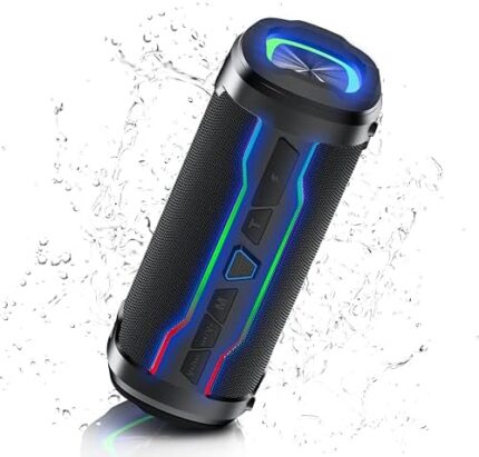 Bluetooth Speakers, IPX7 Waterproof Wireless Speaker with Colorful Flashing Lights, Portable Bluetooth Speaker with Bluetooth 5.3,Built-in Mic hands-free calling,Suitable for Travel, Home and Outdoors
