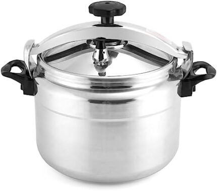 BreeRainz Clamp On Pressure Cooker, 19 Quart Aluminum Pressure Cooker w/Ultra Safe Clamp Bar Locking System, 2 Valves for Stable Pressure Cooking, for Family or Commercial Use