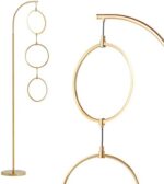 Brightech Nova Modern Floor Lamp - Contemporary Arc Tall Lamp with 3-Circle Ring-Style Pendant - Over the Couch Standing Lamp on Arching Pole - Eclectic Tall Lamp Matches Living Room Décor - Gold