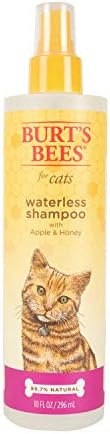 Burt's Bees for Pets Cat Natural Waterless Shampoo with Apple and Honey | Cat Waterless Shampoo Spray | Easy to Use Cat Dry Shampoo for Fresh Skin and Fur Without a Bath | Made in the USA, 10 Oz