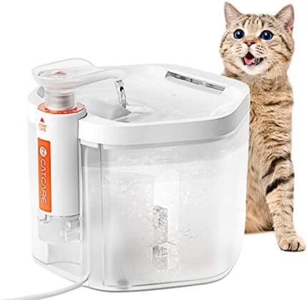 CAT CARE Cat Water Fountain-84oz/2.5L Ultra Quiet Pet Water Fountain, Automatic Dog Water Bowl Dispenser with Ultra-Filtration Tech, Removes Various Impurities, Human Grade Drinking Fountain