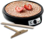 CHEFMAN Electric Crepe Maker: Precise Temp Control, 12" Non-Stick Griddle, Perfect for Crepes, Tortillas, Blintzes, Pancakes, Waffles, Eggs, Bacon, Batter Spreader & Spatula Included, Black