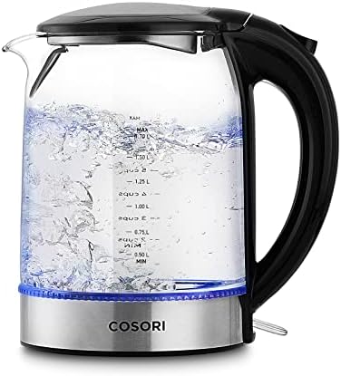 COSORI Speed-Boil Electric Kettle, 1.7L Water Boiler (BPA Free) 1500W Auto Shut-Off&Boil-Dry Protection, LED Indicator Inner Lid & Bottom, Black